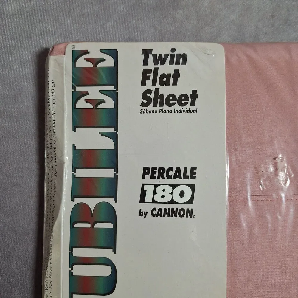 Vintage Cannon Jubilee Percale Flat Top Pink Twin Bed Sheet 66x96  USA